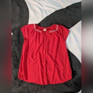 Red button down blouse